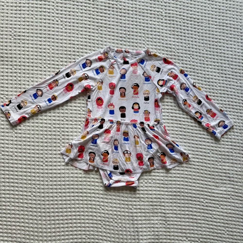 NWT Angel Dear Feminist Skirted Bodysuit Twirl 18-24M Girl Power Print